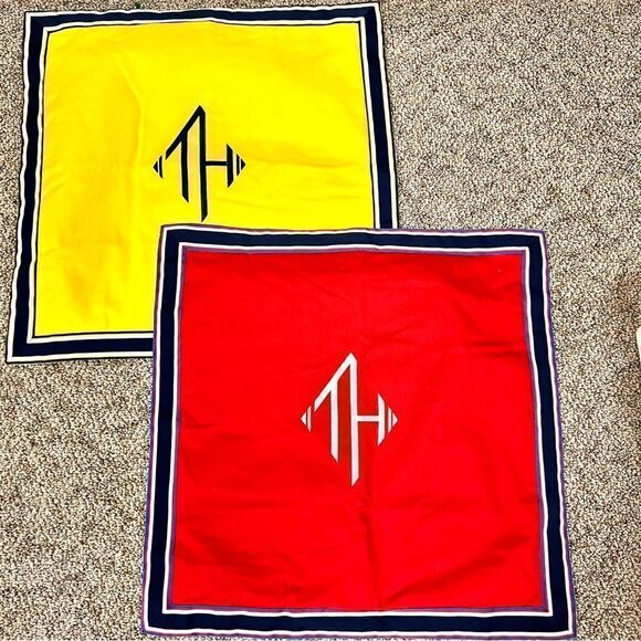- Tommy Hilfiger two grosgrain flange monogrammed Nautica pillow covers s - Picture 1 of 5
